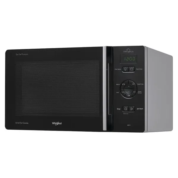 25Ltr 800W Microwave Oven with 800W Grill, WHIRLPOOL Chef Plus (Black)
