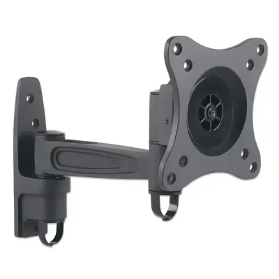 MANHATTAN 423700 Wall-Mount 13″ to 27″ TV Bracket, Tilting, Swiveling, Max 15Kg, 1*Arm Extending, Max Ext 248mm, Black