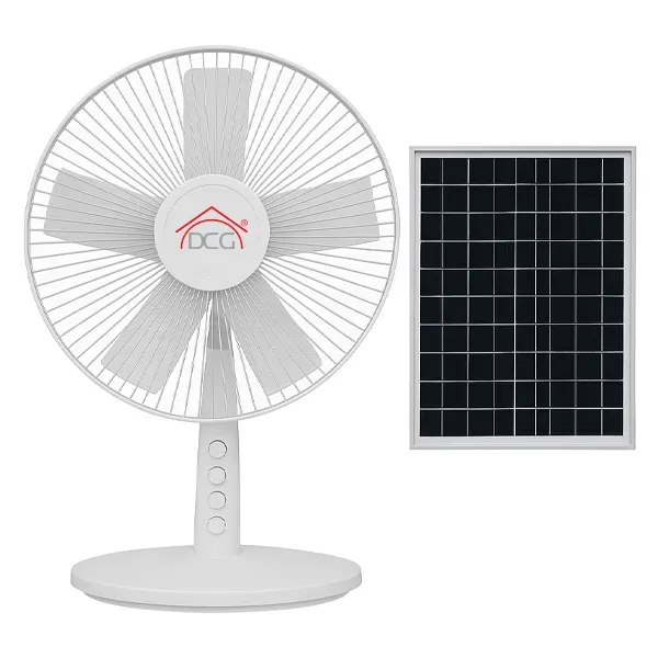 44.4W, 30cm Desk Fan, Mains or Solar Powered, White