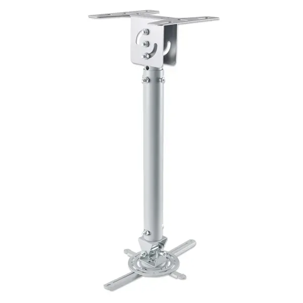 MANHATTAN 424851 Universal Ceiling-Mount Projector Bracket, Max 20Kg, Adjustable Height, Max Ext 57 to 82 cm, Silver