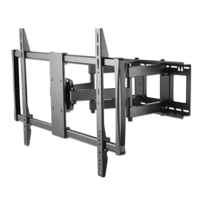 MANHATTAN 461221 Wall-Mount 60″ to 100″ TV Bracket, Tilting, Swiveling, Max 80Kg, 2*Arms, Extending, Heavy-Duty, Max Ext 625mm, Black
