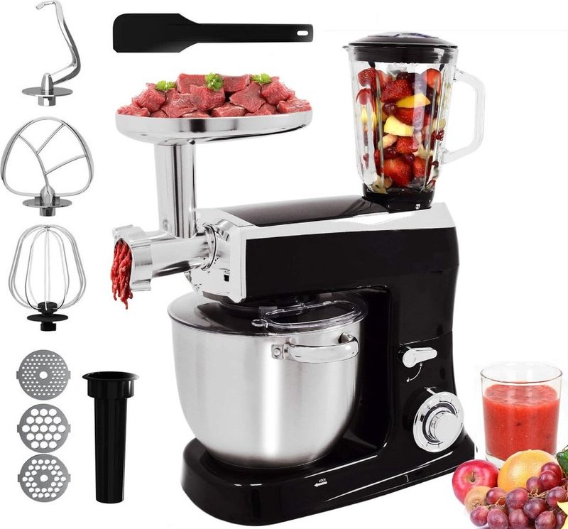 Royalty Line PKM2100BG 2100W Kitchen Mixer 7.5L with Meat Grinder &amp; Blender – Black