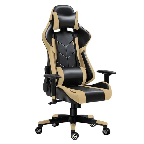 Gaming chair, PU leather, rocking function, black-gold