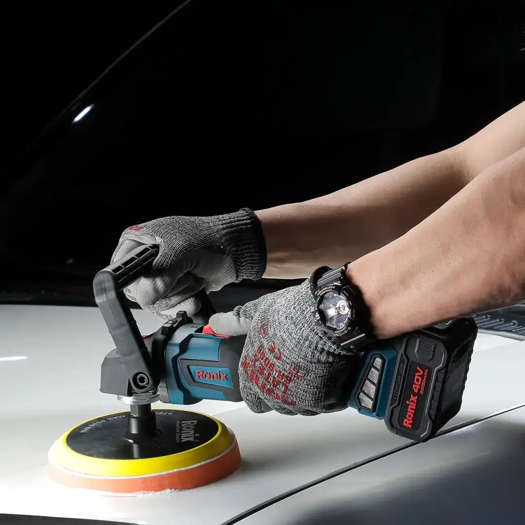 Ronix 8926-40V Brushless Cordless Polisher Kit 40V 180mm 3500RPM – 2 Batteries, Wool &amp; Sponge Pads