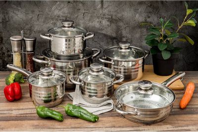 Cookware Set 12-Pieces Induction Ready Stainless Steel Royalty Line 1231