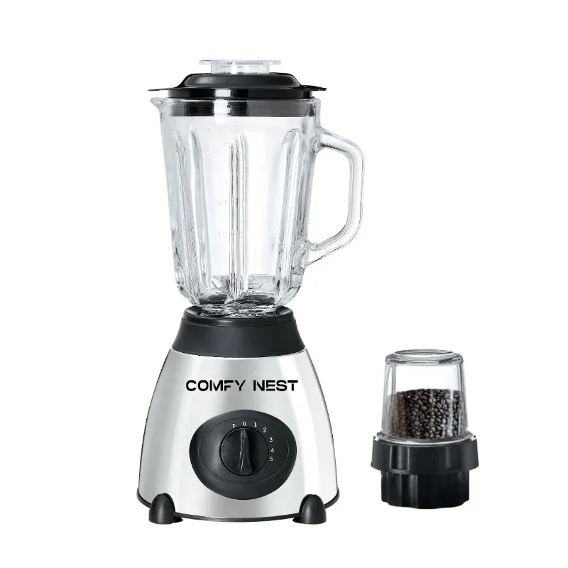 Comfy Nest CN-BLG15P 800W 2-in-1 Glass Blender &amp; Grinder 1.5L – 5 Speed + Pulse, Stainless Steel