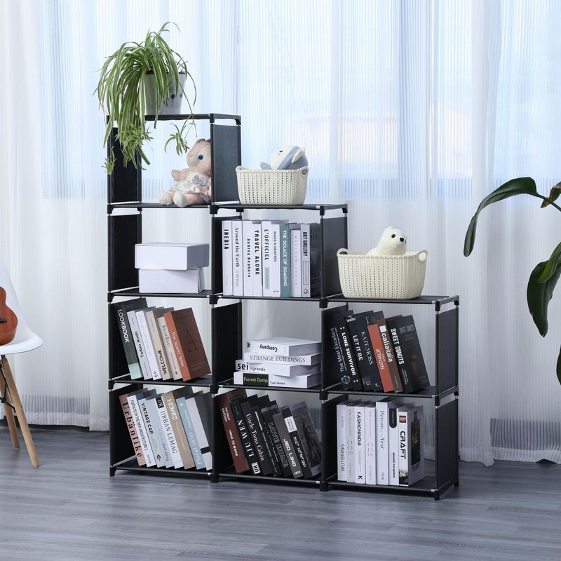 Herzberg HG-03350 9-Tier Corner Shelf BLACK - 125x125cm, 63kg Capacity