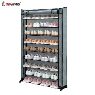 Herzberg HG-8077: 9-Tier Shoe Rack Organizer Gray