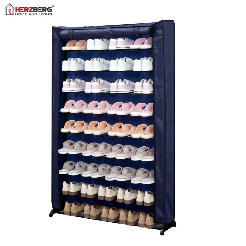 Herzberg HG-8077: 9-Tier Shoe Rack Organizer Blue