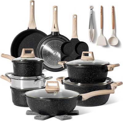 Just Perfecto JL-722: 21-Piece Granite Cookware Set - Black