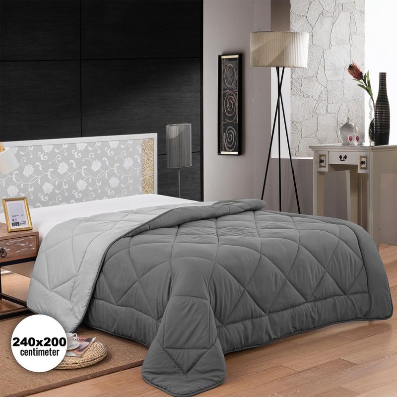 Herzberg HG-2420BCO: Bicolor Microfiber Duvet - 240x200cm Gray
