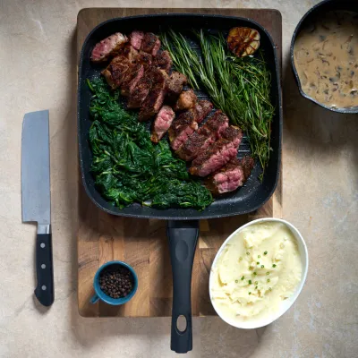 Royalty Line RL-FSC28: 28cm Die-Cast Greblon Mable Deep Frying Pan - 4.5L