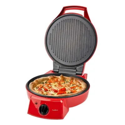 1800W 30 cm Pizza Maker &amp; Table Grill, Nedis FCPM100FRD (Red/Black)