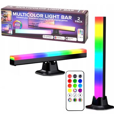USB RGB LED Light Bars 2-Pack with Remote Multicolor