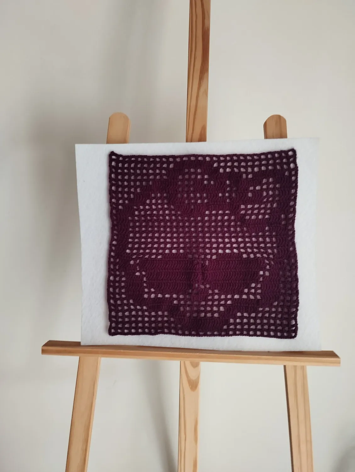 Little Skull - Purple Filet Crochet Wall Art 27x31cm