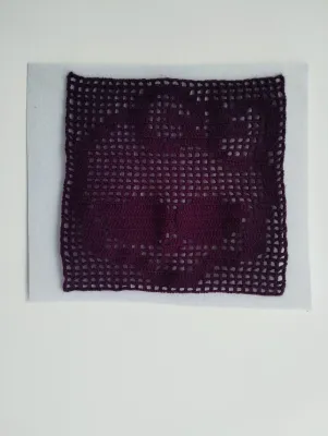 Little Skull - Purple Filet Crochet Wall Art 27x31cm