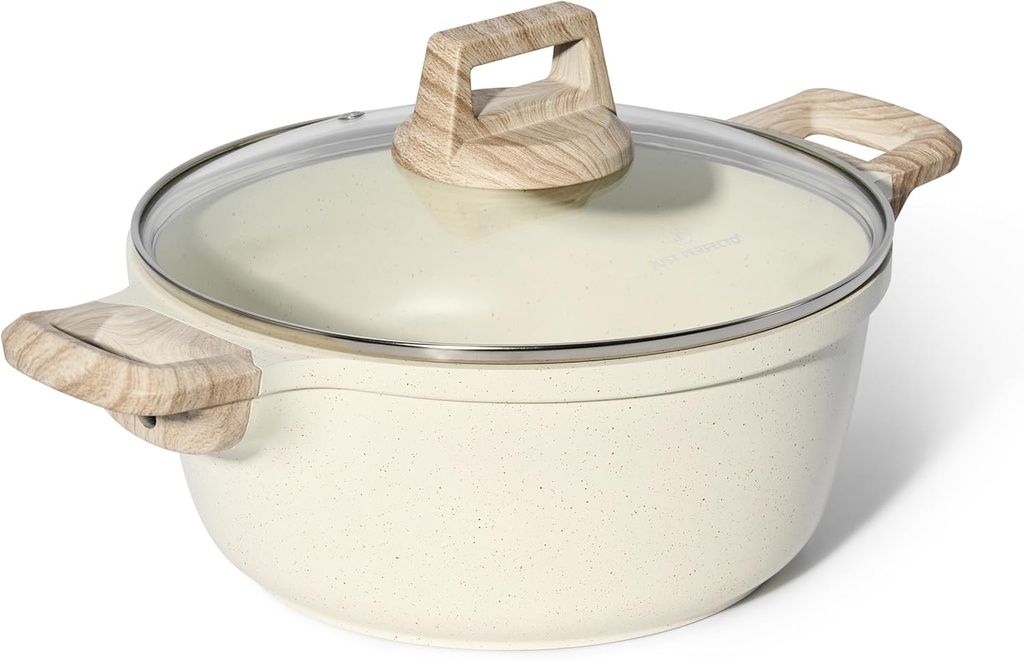 Just Perfecto JL-36 – 24cm Beige Granite Casserole with Glass Lid
