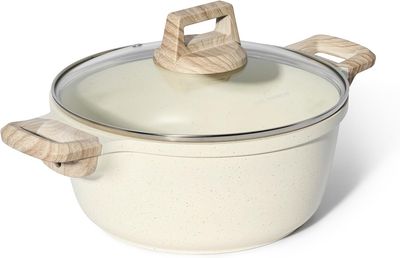 Just Perfecto JL-36 – 24cm Beige Granite Casserole with Glass Lid