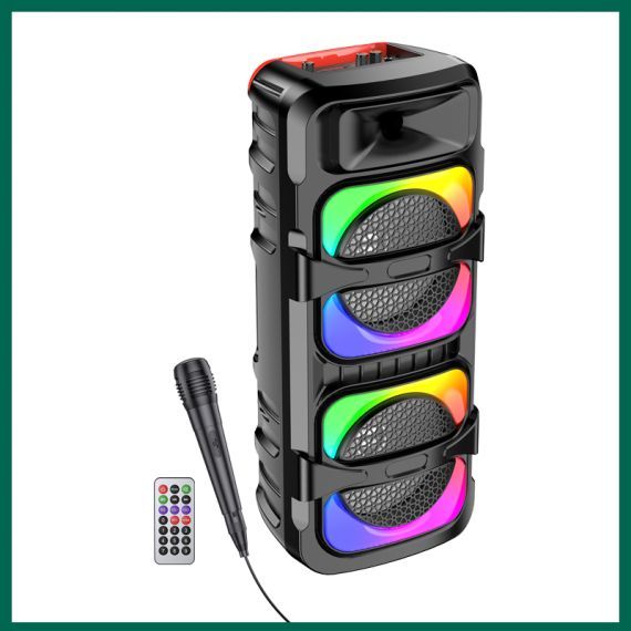 30W Rechargeable Bluetooth Speaker with LED Lights, USB/SD/AUX &amp; FM Radio