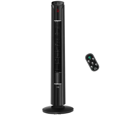 Tower Fan 3 Speeds, 4 Modes, 12H Timer, Remote Control – Black