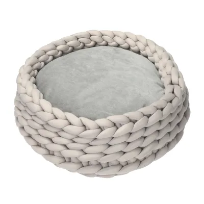 Cozzy Round Raised Pet Bed PP Cotton Washable – Grey Φ50x19cm