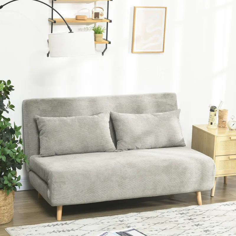 Display Model – Grey Linen 2-Seater Sofa Bed with 3-Position Backrest & 2 Cushions Display Model – Grey Linen 2-Seater Sofa Bed with 3-Position Backrest & 2 Cushions