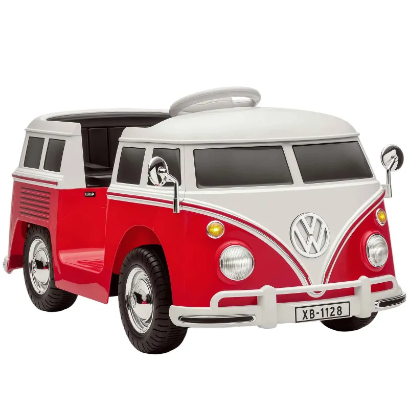 Volkswagen T1 Licensed Children's Electric Ride-On Car with MP3 Player, Metal and PP, 89x49x41.5 cm, Red