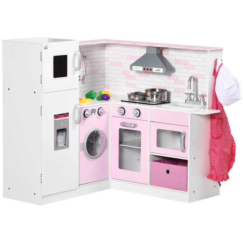 Toy Kitchen for Children 3-6 Years with Lights and Realistic Kitchen Utensils, in MDF and PP, 84x93. 5x85 cm