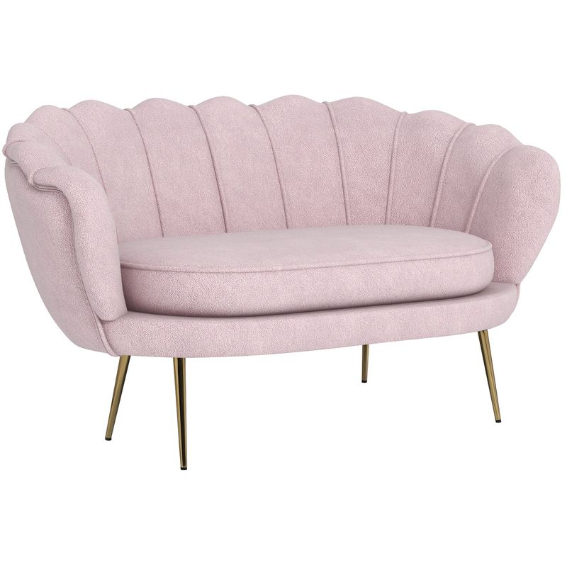 2 Seater Sofa in Industrial Chic Style in Velvet Effect Fabric and Metal, 130x77x77 cm, Pink