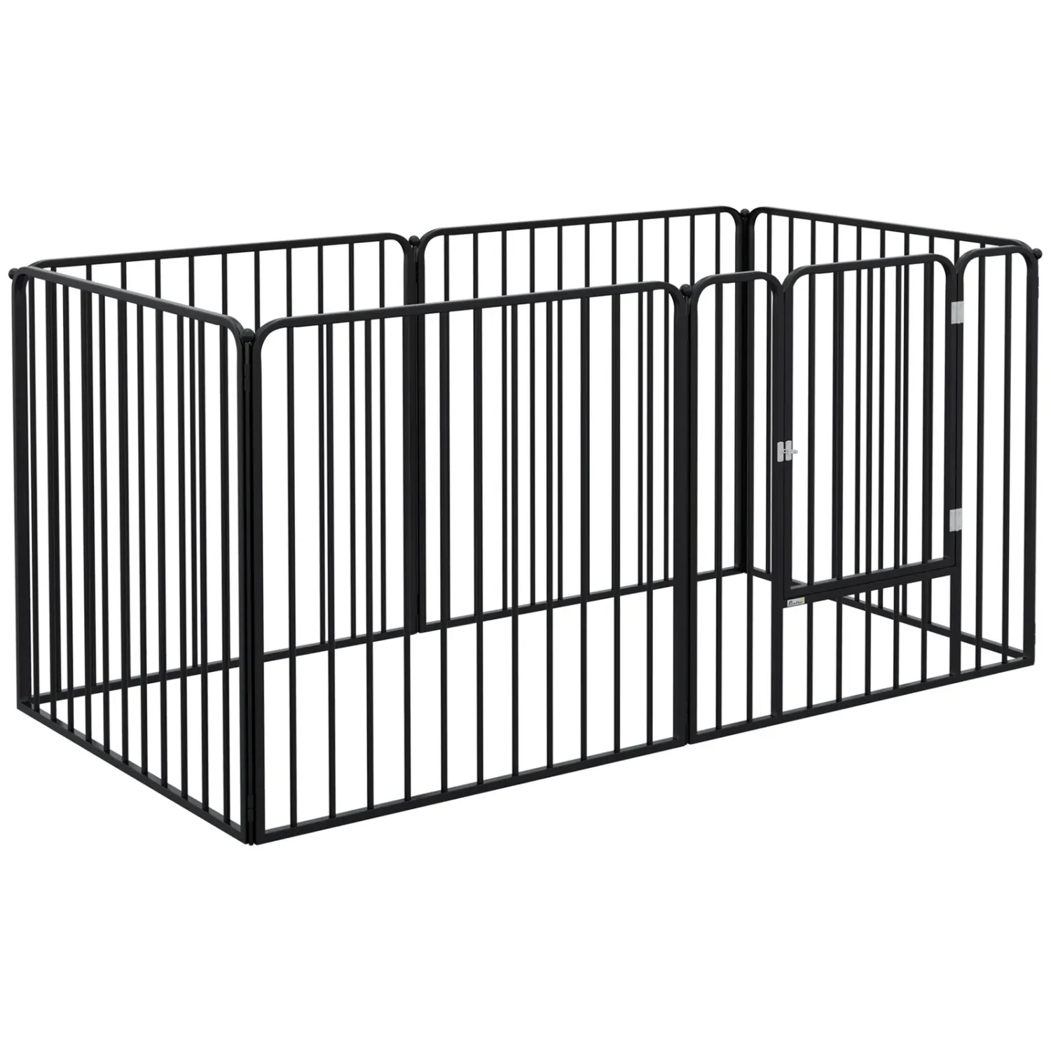 6 Panel Modular Indoor and Outdoor Dog Playpen, Steel, 164x83x80 cm, Black