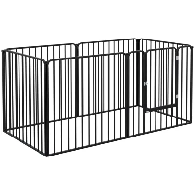 6 Panel Modular Indoor and Outdoor Dog Playpen, Steel, 164x83x80 cm, Black