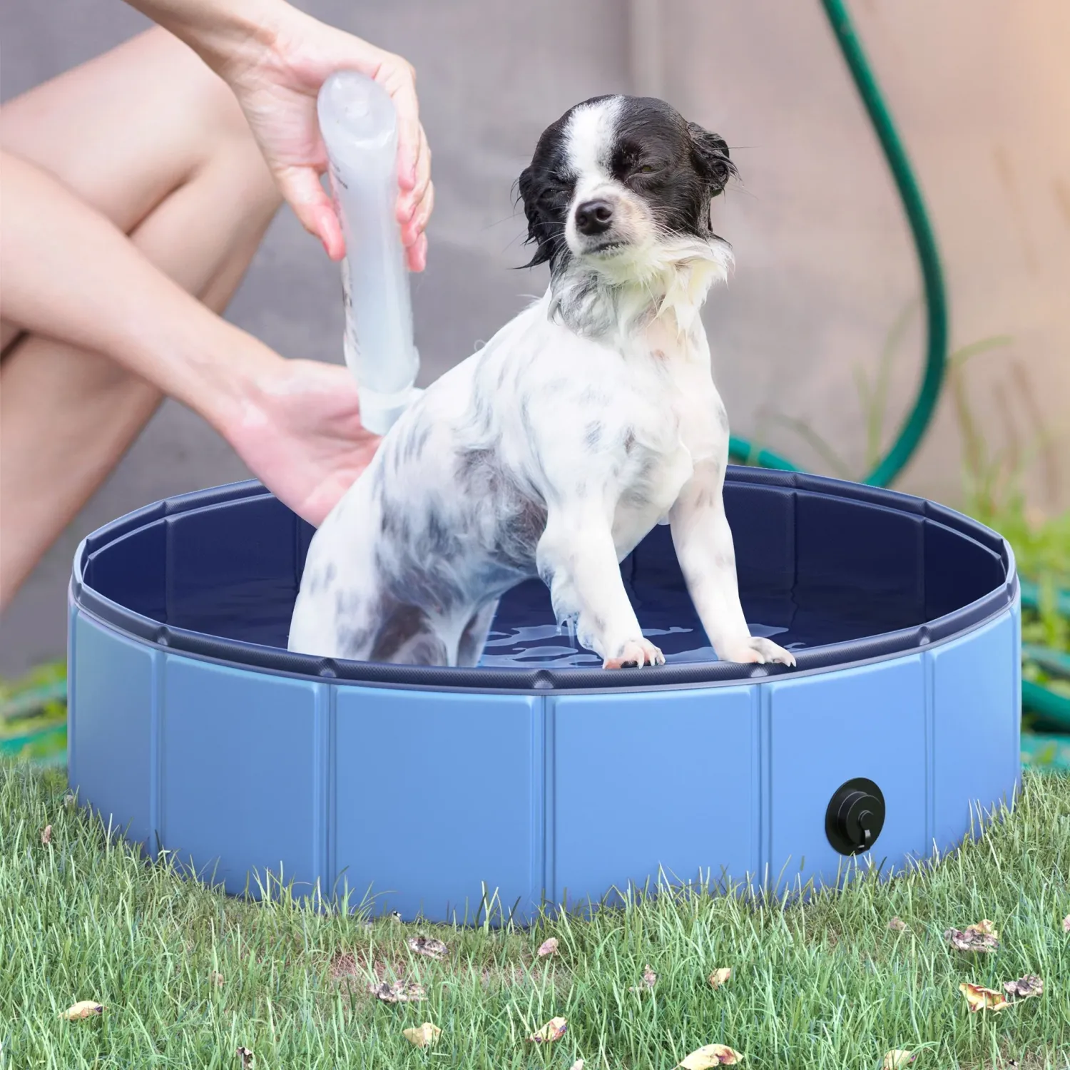 Foldable Plastic Dog Pool with Stable Edge for Pets, Ø80 x 20 cm, Blue