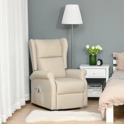 Electric Lift Recliner Chair 135° with Footrest &amp; Remote Control 200 kg – Cream White