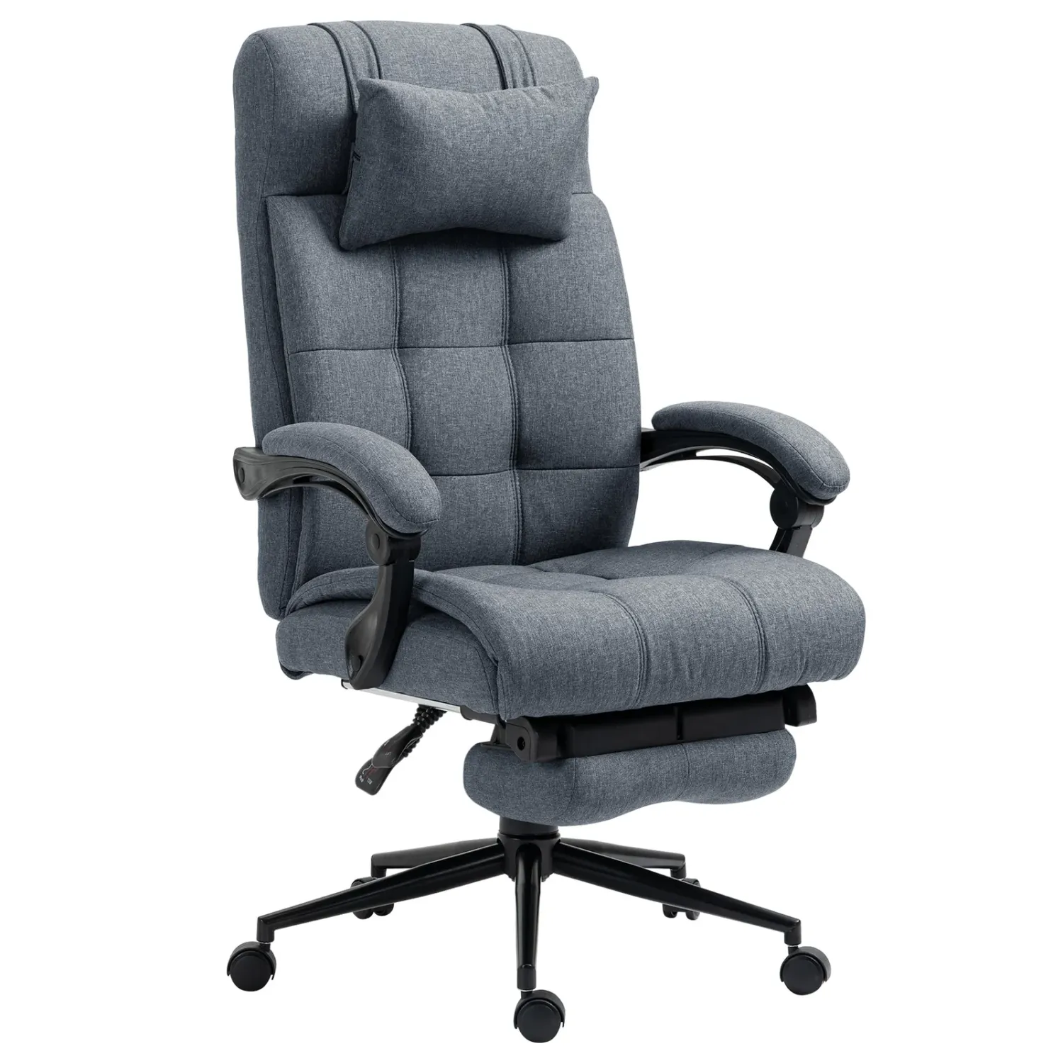 Ergonomic Reclining Office Chair, High Back Executive Chair, Office Chair with Headrest and Removable Footrest, 66x76x112-120cm, Grey