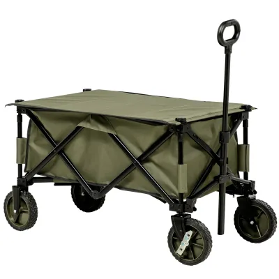 125L Folding Garden Cart with Handle and 5 Bags, 108x55x93 cm, Green