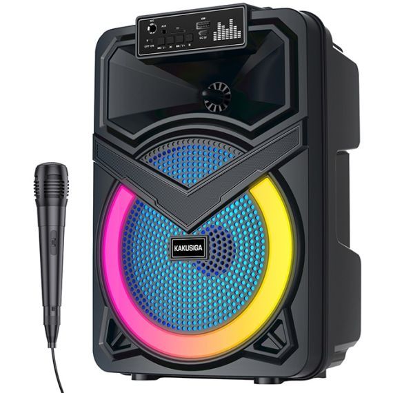 Rechargeable 12W 8" Portable Speaker with Mic, Bluetooth &amp; LED — KK-8107