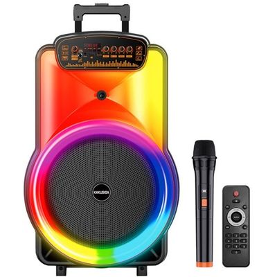 Trolley Speaker 40W Bluetooth USB/SD/FM with LED Light &amp; Mic, KK-12103