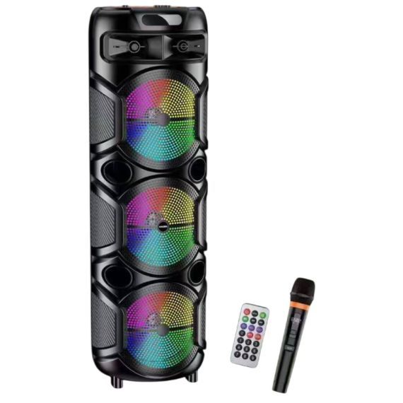 Rechargeable 40W 3×8" Trolley Speaker with Wireless Mic &amp; Remote — KK-8303