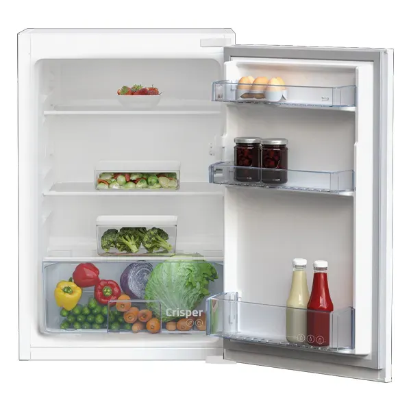 126L Built-in Upright Integrated Fridge with LED Lighting &amp; Safety Glass Shelves, Energy Class E – Beko B1904N