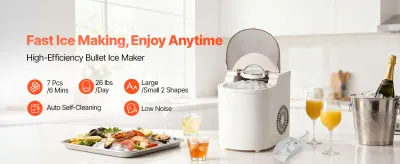 Vevor BS-004 Countertop Ice Maker 11.8kg/24h Self-Cleaning – 2 Ice Sizes, 6-Min Cycle