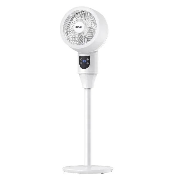 17cm Smart Stand Fan with LED Display, Temperature Reading, Remote Control &amp; Timer, 50W – Zephir ZTB25B (White)