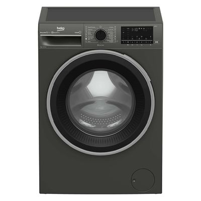 9kg 1400rpm Front-Load Washing Machine with SteamCure, HomeWhiz &amp; IronFast, Grey – Beko B3WFU59415M