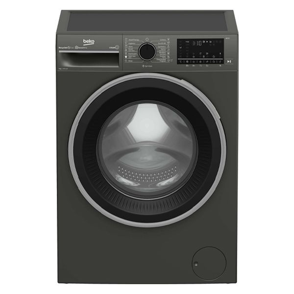 9kg 1400rpm Front-Load Washing Machine with SteamCure, HomeWhiz &amp; IronFast, Grey – Beko B3WFU59415M
