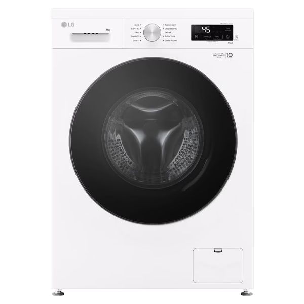 9kg 1400rpm Front-Load Washing Machine with 6 Motion Direct Drive, Steam &amp; Wi-Fi – LG F4NX1009NWB