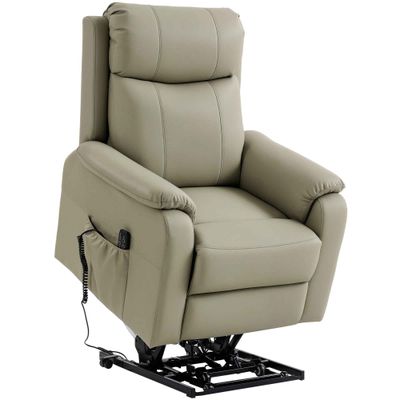 170° Electric Lift Recliner Chair in Breathable Faux Leather with 2 Motors, Remote Control, 4 Wheel…