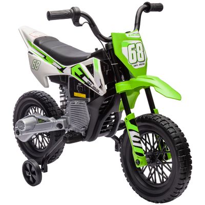 Children's Electric Motorcycle with Wheels and Charge Indicator, in PP and Metal, 107x56x70 cm, Gre…