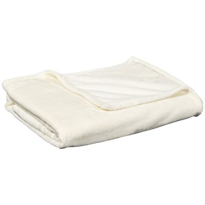 Cream White 330 GSM Reversible Flannel Blanket for Indoor and Outdoor Use, 203x152x0.5 cm, Cream Wh…
