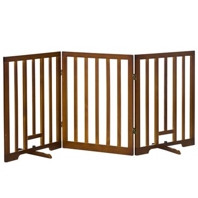 3 Panel Folding Dog Gate with Non-Slip Feet for Hallways, Stairs and Rooms, Pine Wood, 181x35x76 cm…
