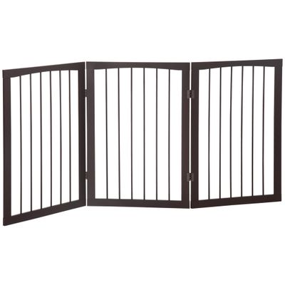 Portable 3 Section Dog Gate Pet Gate Foldable Safety Divider, 160x1.2x76cm, Brown