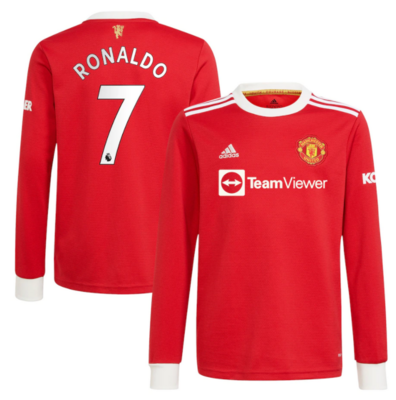 Man Utd Home RONALDO #7 Soccer Jersey 21-22 Long Sleeve (EPL Print)